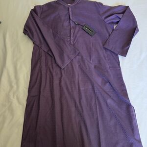 Purple Men's Kurta With White Pants